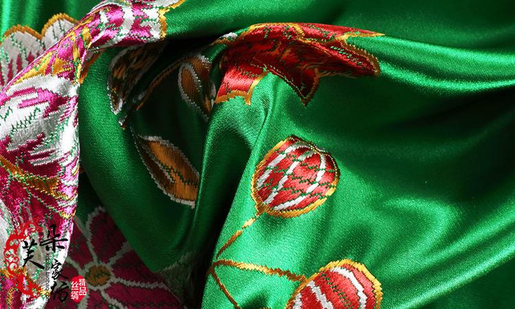 全花牡丹杭州丝绸缎子被面子 真丝软缎七彩 产品介绍 名称: 杭州丝绸